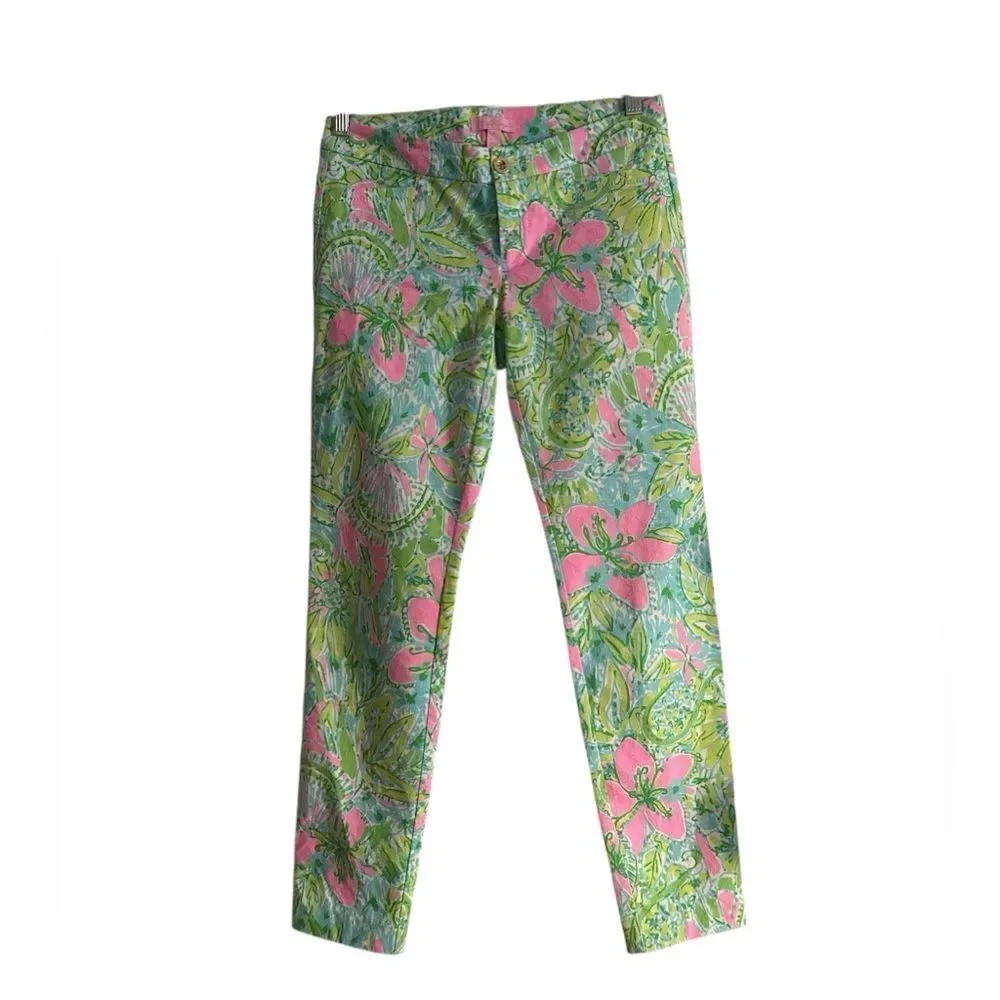 Lilly Pulitzer Bundled of 2 Pink and Green Floral Pants EUC